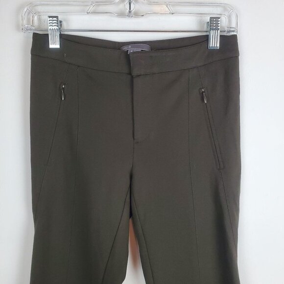 VINCE 4 Ponte Knit Ankle Skinny Pant Zippered hip pockets Dark Army Green - Picture 4 of 6